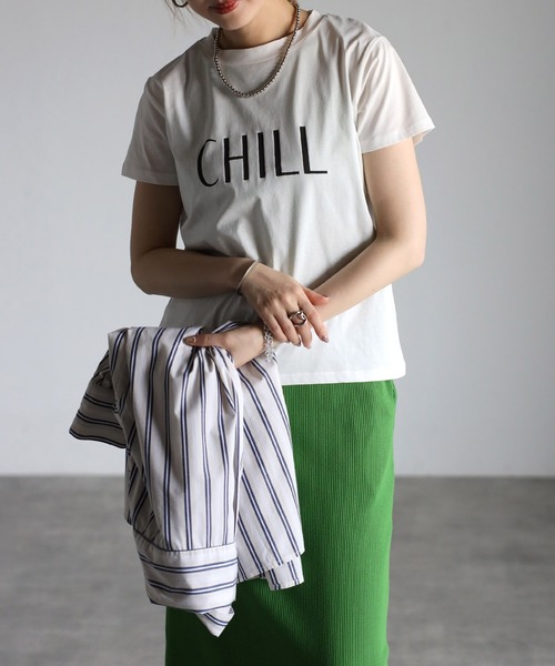 Bonjour Sagan（ボンジュールサガン）の「CHILLロゴTシャツ（Tシャツ/カットソー・レディース・ブラック/オフホワイト・FREE）」の22枚目の写真
