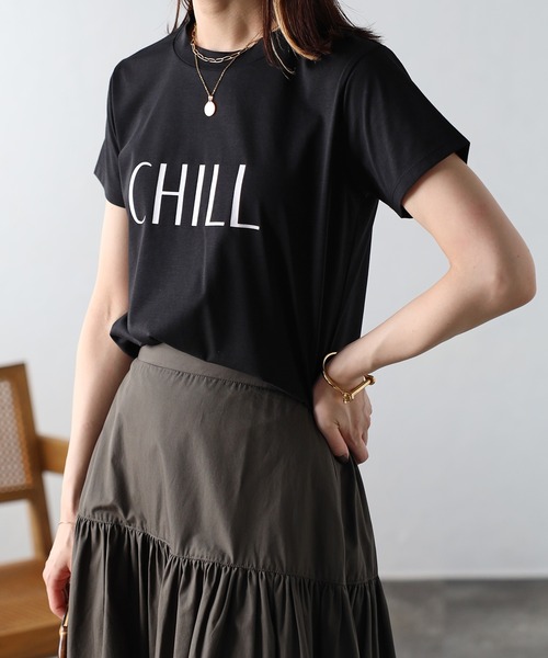 Bonjour Sagan（ボンジュールサガン）の「CHILLロゴTシャツ（Tシャツ/カットソー・レディース・ブラック/オフホワイト・FREE）」の10枚目の写真