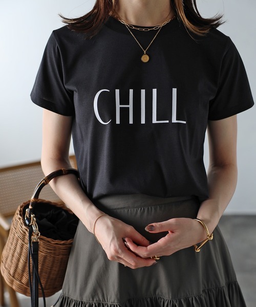 Bonjour Sagan（ボンジュールサガン）の「CHILLロゴTシャツ（Tシャツ/カットソー・レディース・ブラック/オフホワイト・FREE）」の15枚目の写真