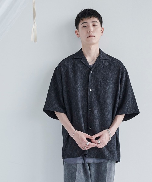 PUBLIC TOKYO(パブリックトウキョウ)の「ダークジャガードオープンカラーシャツ(シャツ/ブラウス・メンズ・ダークグレー/ブラック・1/2)」の14枚目の写真