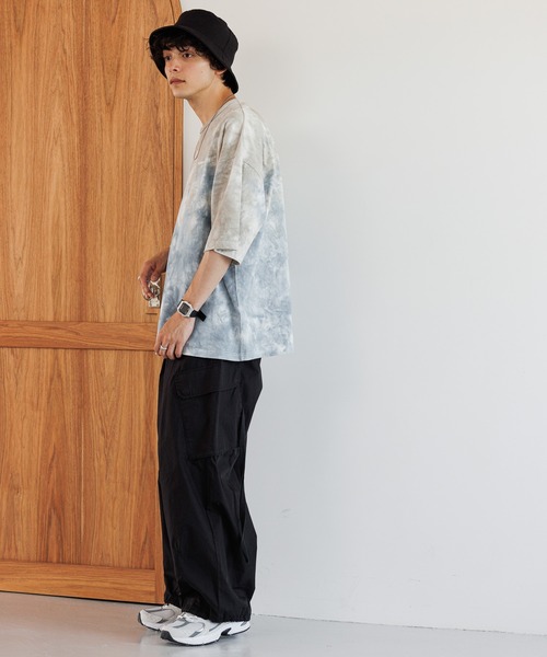 SIGNAL SPORTS（シグナルスポーツ）の「【SIGNAL SPORTS】ワンポイント刺繍/タイダイ染めTシャツ（Tシャツ/カットソー・メンズ・ベージュ/パープル・MEDIUM/LARGE）」の20枚目の写真