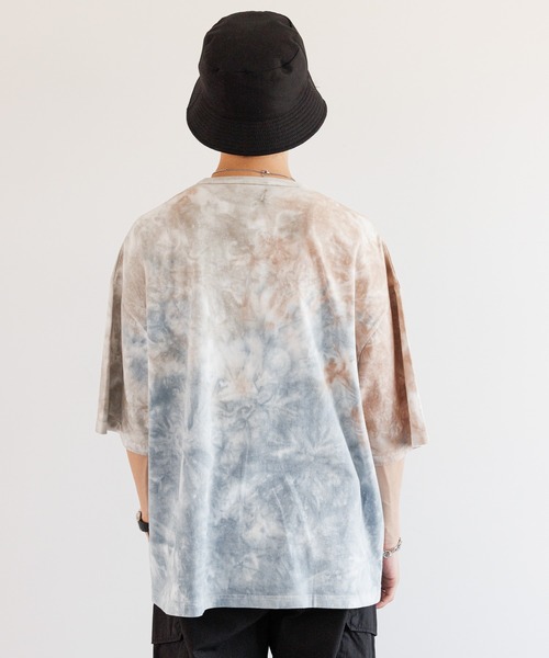 SIGNAL SPORTS（シグナルスポーツ）の「【SIGNAL SPORTS】ワンポイント刺繍/タイダイ染めTシャツ（Tシャツ/カットソー・メンズ・ベージュ/パープル・MEDIUM/LARGE）」の6枚目の写真