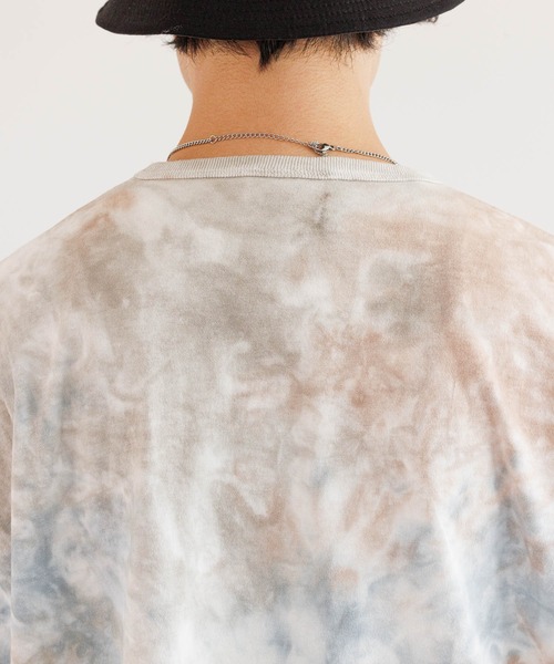 SIGNAL SPORTS（シグナルスポーツ）の「【SIGNAL SPORTS】ワンポイント刺繍/タイダイ染めTシャツ（Tシャツ/カットソー・メンズ・ベージュ/パープル・MEDIUM/LARGE）」の15枚目の写真