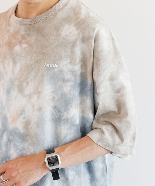 SIGNAL SPORTS（シグナルスポーツ）の「【SIGNAL SPORTS】ワンポイント刺繍/タイダイ染めTシャツ（Tシャツ/カットソー・メンズ・ベージュ/パープル・MEDIUM/LARGE）」の21枚目の写真