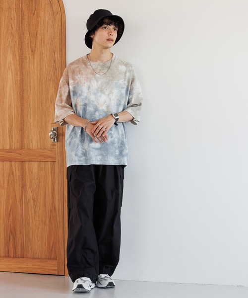 SIGNAL SPORTS（シグナルスポーツ）の「【SIGNAL SPORTS】ワンポイント刺繍/タイダイ染めTシャツ（Tシャツ/カットソー・メンズ・ベージュ/パープル・MEDIUM/LARGE）」の14枚目の写真