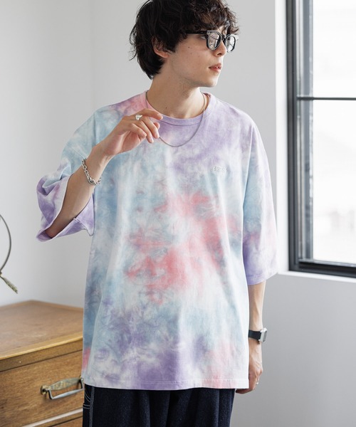 SIGNAL SPORTS（シグナルスポーツ）の「【SIGNAL SPORTS】ワンポイント刺繍/タイダイ染めTシャツ（Tシャツ/カットソー・メンズ・ベージュ/パープル・MEDIUM/LARGE）」の22枚目の写真
