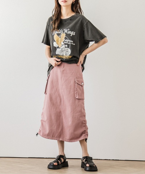 AMELY（エミリー）の「バックスリットカーゴスカート（スカート・レディース・ブラック/ピンク/ホワイト/カーキ・L/M）」の4枚目の写真