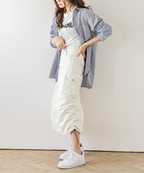 AMELY（エミリー）の「バックスリットカーゴスカート（スカート・レディース・ブラック/ピンク/ホワイト/カーキ・L/M）」の5枚目の写真