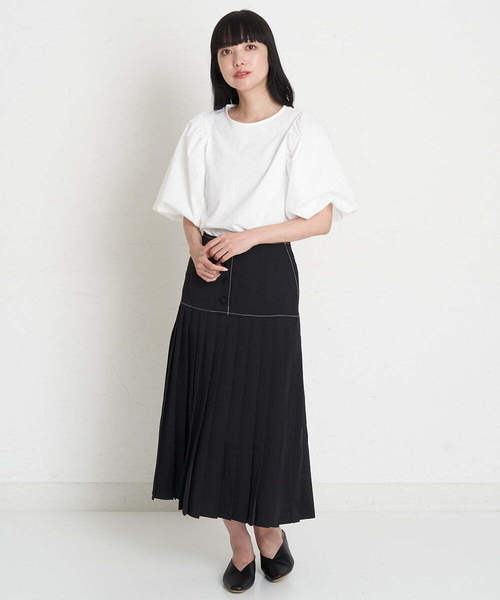 A de a.v.v（アードアー・ヴェ・ヴェ）の「前ボタン開きプリーツスカート（スカート・レディース・ブラック/ブルー/アイボリー・38/36）」の7枚目の写真