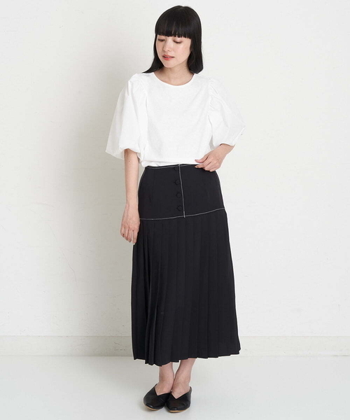 A de a.v.v（アードアー・ヴェ・ヴェ）の「前ボタン開きプリーツスカート（スカート・レディース・ブラック/ブルー/アイボリー・38/36）」の8枚目の写真