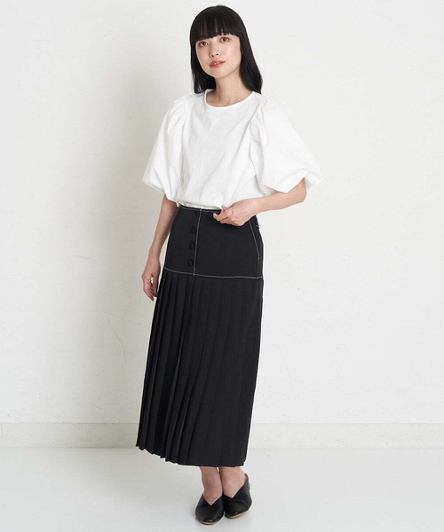 A de a.v.v（アードアー・ヴェ・ヴェ）の「前ボタン開きプリーツスカート（スカート・レディース・ブラック/ブルー/アイボリー・38/36）」の9枚目の写真