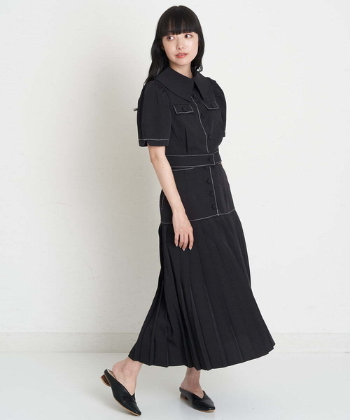 A de a.v.v（アードアー・ヴェ・ヴェ）の「前ボタン開きプリーツスカート（スカート・レディース・ブラック/ブルー/アイボリー・38/36）」の11枚目の写真