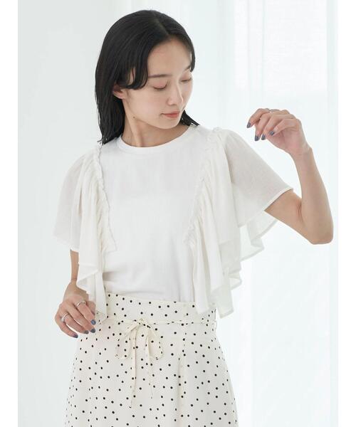 earth music&ecology（アースミュージックアンドエコロジー）の「ショルダーフリルリブプルオーバー（Tシャツ/カットソー・レディース・グリーン系その他3/ピンク/ブルー/オフホワイト/ブラック・FREE）」の6枚目の写真