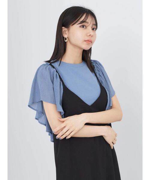 earth music&ecology（アースミュージックアンドエコロジー）の「ショルダーフリルリブプルオーバー（Tシャツ/カットソー・レディース・グリーン系その他3/ピンク/ブルー/オフホワイト/ブラック・FREE）」の12枚目の写真