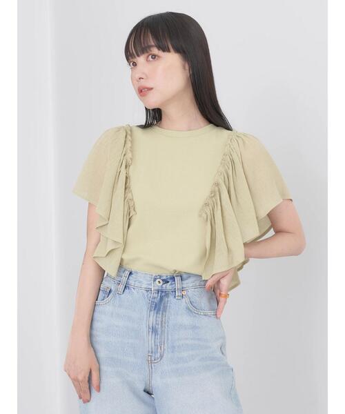 earth music&ecology（アースミュージックアンドエコロジー）の「ショルダーフリルリブプルオーバー（Tシャツ/カットソー・レディース・グリーン系その他3/ピンク/ブルー/オフホワイト/ブラック・FREE）」の16枚目の写真