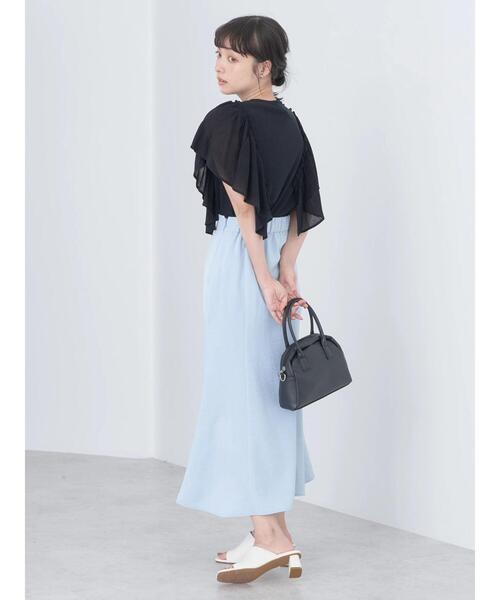 earth music&ecology（アースミュージックアンドエコロジー）の「ショルダーフリルリブプルオーバー（Tシャツ/カットソー・レディース・グリーン系その他3/ピンク/ブルー/オフホワイト/ブラック・FREE）」の22枚目の写真