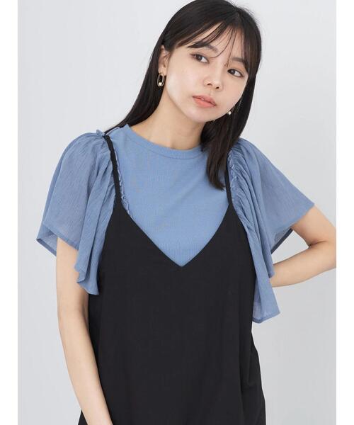 earth music&ecology（アースミュージックアンドエコロジー）の「ショルダーフリルリブプルオーバー（Tシャツ/カットソー・レディース・グリーン系その他3/ピンク/ブルー/オフホワイト/ブラック・FREE）」の5枚目の写真