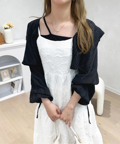 apres jour(アプレジュール)の「ふくれジャガードキャミワンピース【ZOZOTOWN限定アイテム】(ワンピース・レディース・ライトピンク/オフホワイト/ブラック・X-LARGE/フリー)」の6枚目の写真