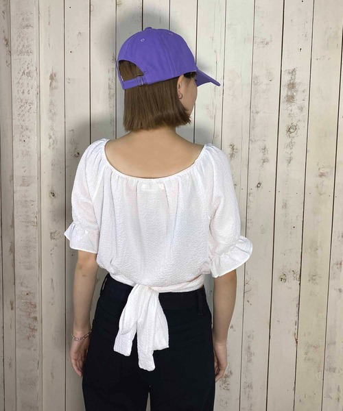 NANEA（ナネア）の「Rロゴ刺繍ベースボールキャップCAP帽子（キャップ・レディース・パープル/ネイビー/イエロー/グリーン/ホワイト/ブラウン/ブラック/ベージュ/オレンジ/ダークグリーン/ワインレッド/ブルー/ライトカーキ/チャコールグレー/モカ・フリー）」の18枚目の写真