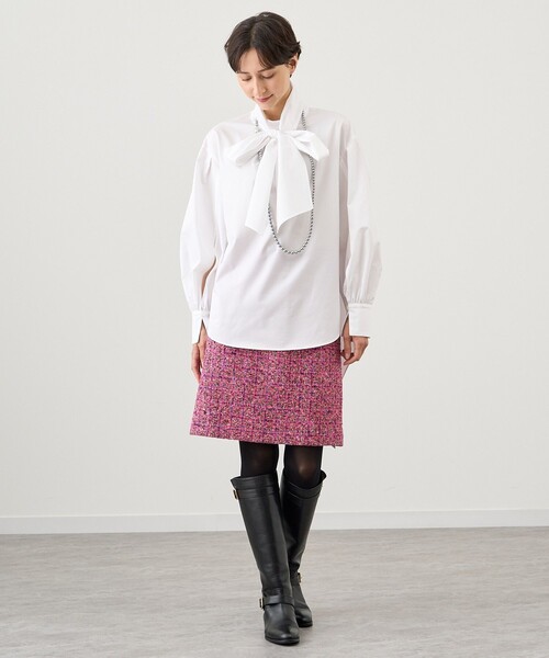 ANAYI アナイ ボウタイブラウス バイカラー プルオーバー ホワイト M シャツ/ブラウス|トップス|ANAYI|商品一覧｜ANAYI OFFICIAL