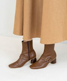 ベルトスクエアトゥショートブーツ(0545)