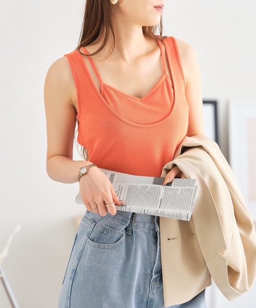 acro（アクロ）の「デザインキャミソール/AC3419（キャミソール・レディース・グレー/オレンジ/アイボリー・ﾌﾘ-）」の6枚目の写真