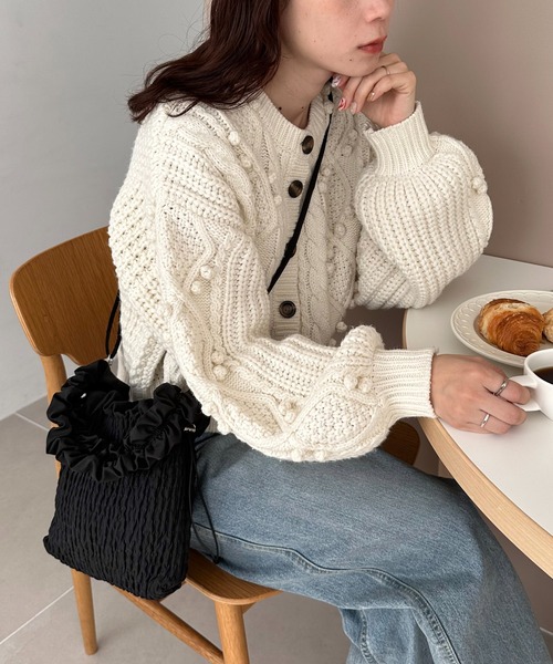 DISCOAT(ディスコート)の「【2WAY/WEB限定】シャーリングドローコードミニショルダーバッグ(ショルダーバッグ・レディース・ブラック/ブラウン/アイボリー・FREE)」の15枚目の写真