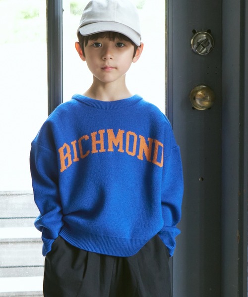 PAIRMANON STREET（ペアマノンストリート）の「【PAIRMANON STREET】カレッジロゴ ジャガード オーバーサイズ ニット（ニット/セーター・キッズ・ブラック/カーキ/ブルー系その他・L/M/S）」の3枚目の写真