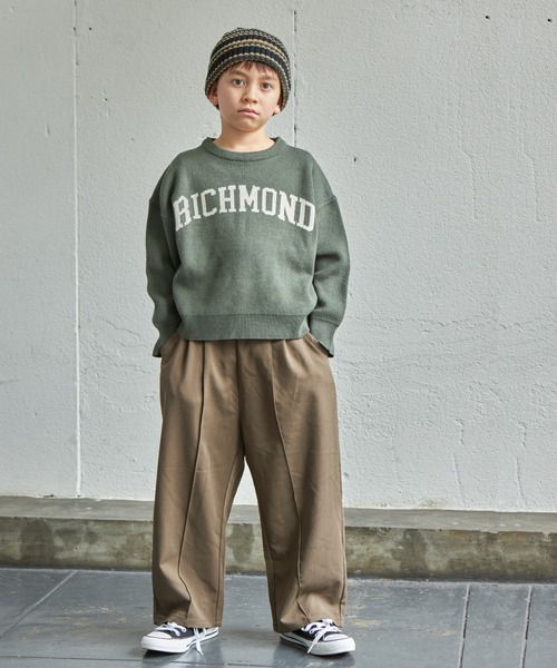 PAIRMANON STREET（ペアマノンストリート）の「【PAIRMANON STREET】カレッジロゴ ジャガード オーバーサイズ ニット（ニット/セーター・キッズ・ブラック/カーキ/ブルー系その他・L/M/S）」の7枚目の写真