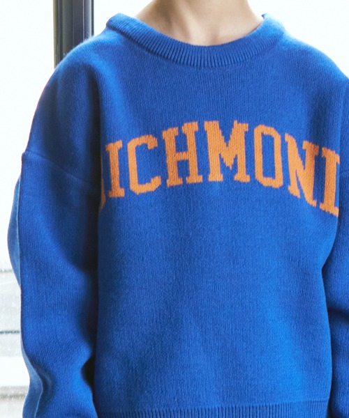 PAIRMANON STREET（ペアマノンストリート）の「【PAIRMANON STREET】カレッジロゴ ジャガード オーバーサイズ ニット（ニット/セーター・キッズ・ブラック/カーキ/ブルー系その他・L/M/S）」の8枚目の写真