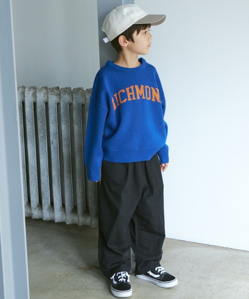 PAIRMANON STREET（ペアマノンストリート）の「【PAIRMANON STREET】カレッジロゴ ジャガード オーバーサイズ ニット（ニット/セーター・キッズ・ブラック/カーキ/ブルー系その他・L/M/S）」の9枚目の写真