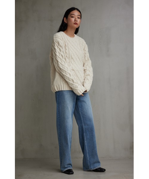 AZUL by moussy（アズールバイマウジー）の「シェニールケーブルニット（ニット/セーター・メンズ・グレー/アイボリー/レッド系その他/ベージュ/ブラック/ブルー・L-XL/S-M）」の7枚目の写真