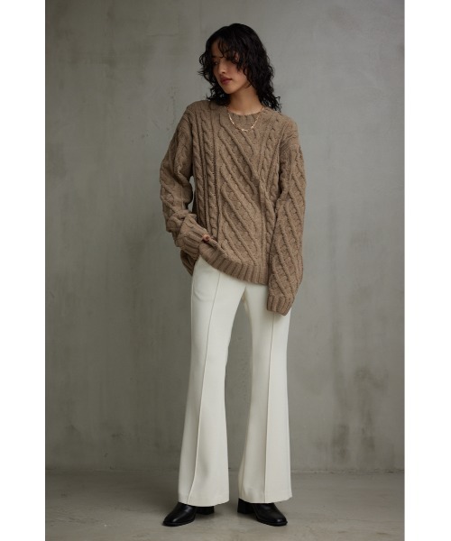 AZUL by moussy（アズールバイマウジー）の「シェニールケーブルニット（ニット/セーター・メンズ・グレー/アイボリー/レッド系その他/ベージュ/ブラック/ブルー・L-XL/S-M）」の9枚目の写真