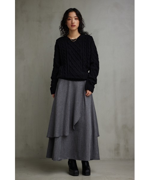 AZUL by moussy（アズールバイマウジー）の「シェニールケーブルニット（ニット/セーター・メンズ・グレー/アイボリー/レッド系その他/ベージュ/ブラック/ブルー・L-XL/S-M）」の11枚目の写真