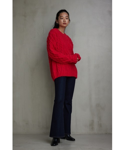 AZUL by moussy（アズールバイマウジー）の「シェニールケーブルニット（ニット/セーター・メンズ・グレー/アイボリー/レッド系その他/ベージュ/ブラック/ブルー・L-XL/S-M）」の8枚目の写真