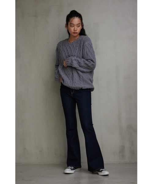 AZUL by moussy（アズールバイマウジー）の「シェニールケーブルニット（ニット/セーター・メンズ・グレー/アイボリー/レッド系その他/ベージュ/ブラック/ブルー・L-XL/S-M）」の10枚目の写真