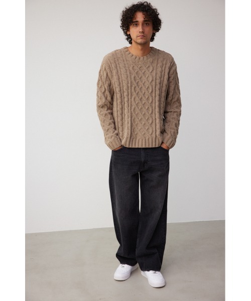 AZUL by moussy（アズールバイマウジー）の「シェニールケーブルニット（ニット/セーター・メンズ・グレー/アイボリー/レッド系その他/ベージュ/ブラック/ブルー・L-XL/S-M）」の16枚目の写真