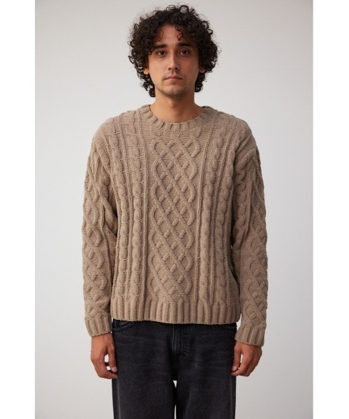 AZUL by moussy（アズールバイマウジー）の「シェニールケーブルニット（ニット/セーター・メンズ・グレー/アイボリー/レッド系その他/ベージュ/ブラック/ブルー・L-XL/S-M）」の17枚目の写真
