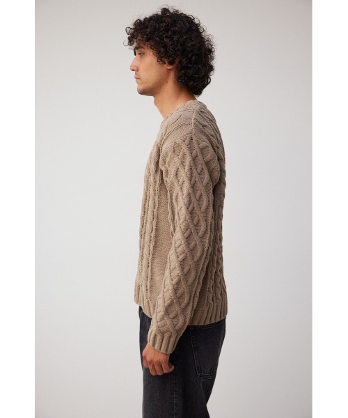 AZUL by moussy（アズールバイマウジー）の「シェニールケーブルニット（ニット/セーター・メンズ・グレー/アイボリー/レッド系その他/ベージュ/ブラック/ブルー・L-XL/S-M）」の18枚目の写真
