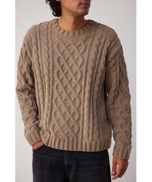 AZUL by moussy（アズールバイマウジー）の「シェニールケーブルニット（ニット/セーター・メンズ・グレー/アイボリー/レッド系その他/ベージュ/ブラック/ブルー・L-XL/S-M）」の13枚目の写真