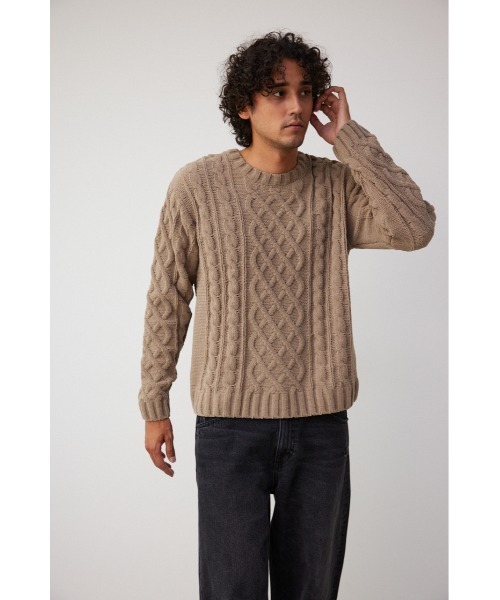 AZUL by moussy（アズールバイマウジー）の「シェニールケーブルニット（ニット/セーター・メンズ・グレー/アイボリー/レッド系その他/ベージュ/ブラック/ブルー・L-XL/S-M）」の15枚目の写真