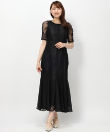 レースギャザーディテールワンピース【結婚式/オケージョン/パーティー/S・M・TALLサイズ】/MO33O01