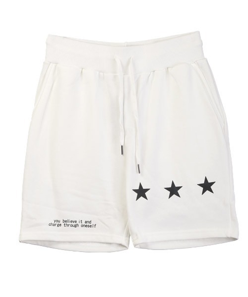 LUXSTYLE(ラグスタイル)の「スタープリントスウェットショーツ(スウェットパンツ・メンズ・ホワイト/ブラック/グレー・L/M)」の4枚目の写真