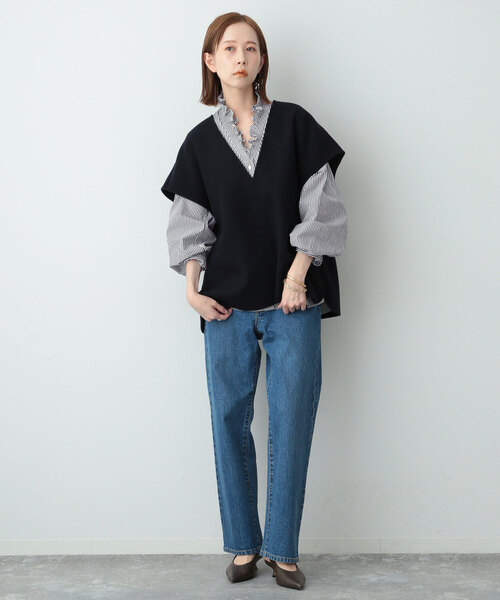 SLOBE IENA（スローブイエナ）の「《追加》Vネックスタンドフリルブラウス（シャツ/ブラウス・レディース・ホワイト/ブラック系その他・FREE）」の15枚目の写真