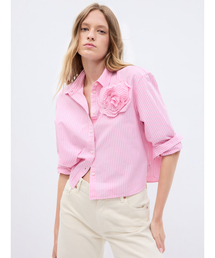 ブラウス シャツ オーガニックコットン フィット クロップドシャツ レディース GAP｜(W)オーガニックコットン ポプリン クロップド ビッグ
