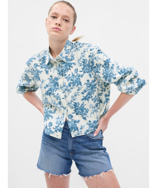 GAP(ギャップ)の「Gap × Loveshackfancy オーガニックコットン100% クロップドシャツ(シャツ/ブラウス・レディース・ブルー/ピンク・S/M/XXS/XS/L)」の7枚目の写真