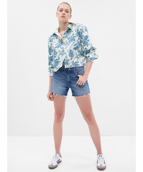 ブラウス シャツ オーガニックコットン フィット クロップドシャツ レディース GAP｜(W)オーガニックコットン ポプリン クロップド ビッグ