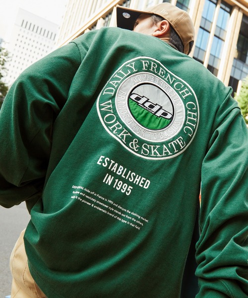 ddp（ディーディーピー）の「DDP/ディーディーピー 別注 サークルロゴ刺繍 ヘビーウェイト ビッグシルエット長袖Tシャツ（Tシャツ/カットソー・メンズ・ブラック系1/グレー系1/ブラック系2/グリーン系1/ホワイト系1/ホワイト系2・M/L）」の6枚目の写真