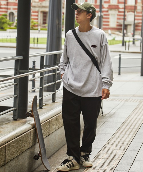 ddp（ディーディーピー）の「DDP/ディーディーピー 別注 サークルロゴ刺繍 ヘビーウェイト ビッグシルエット長袖Tシャツ（Tシャツ/カットソー・メンズ・ブラック系1/グレー系1/ブラック系2/グリーン系1/ホワイト系1/ホワイト系2・M/L）」の7枚目の写真