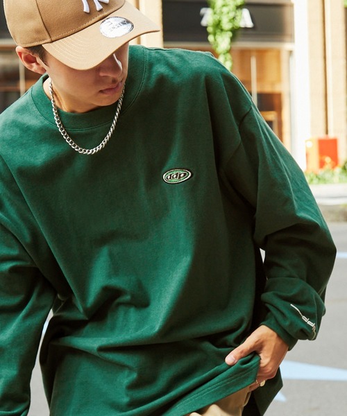 ddp（ディーディーピー）の「DDP/ディーディーピー 別注 サークルロゴ刺繍 ヘビーウェイト ビッグシルエット長袖Tシャツ（Tシャツ/カットソー・メンズ・ブラック系1/グレー系1/ブラック系2/グリーン系1/ホワイト系1/ホワイト系2・M/L）」の9枚目の写真